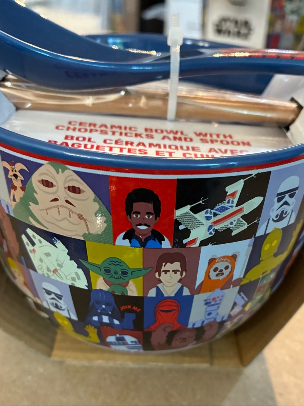 20oz Star Wars Disney Multicolor Character Ceramic Bowl Set with Utensils
